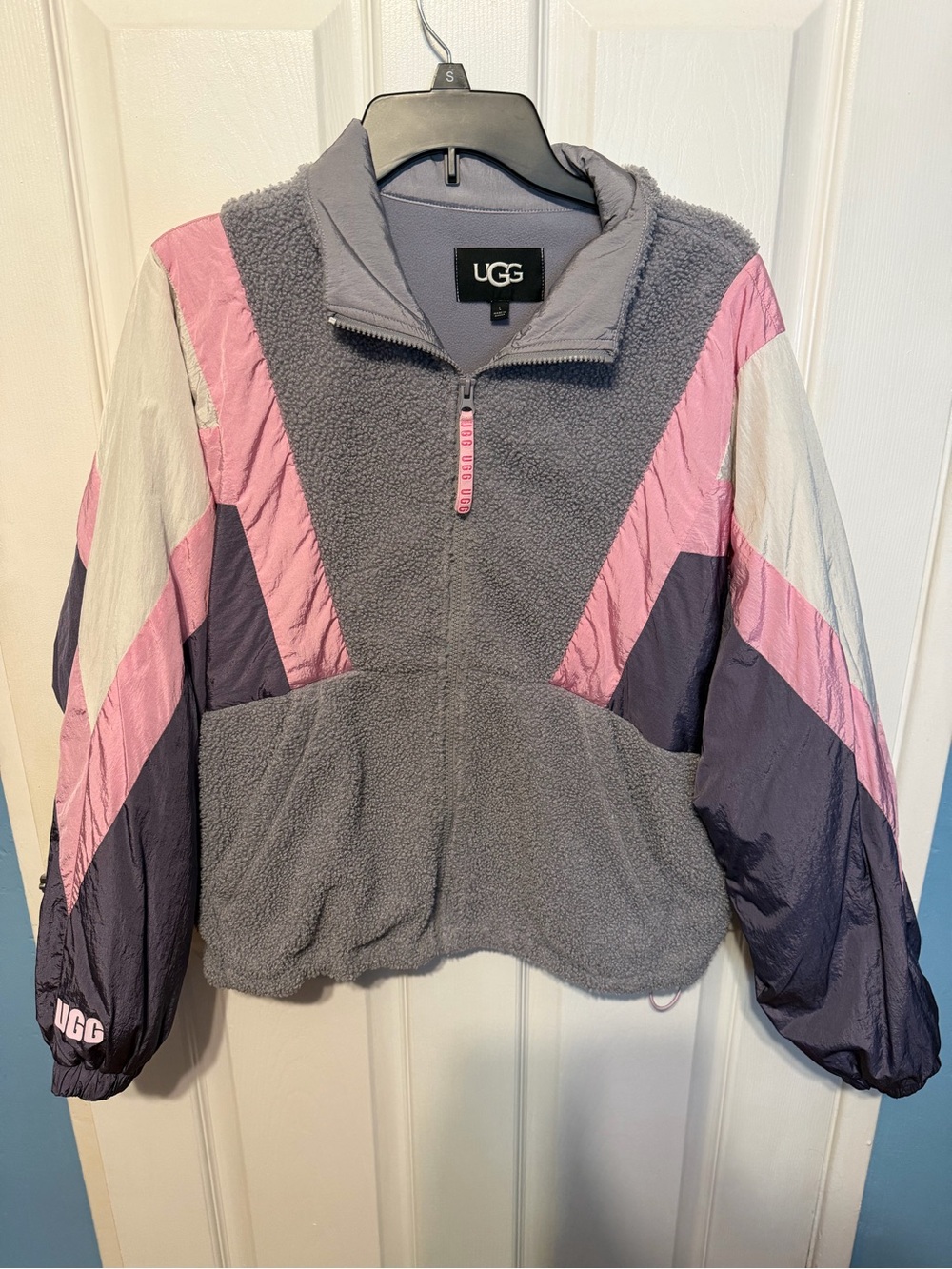 UGG Pink, Gray, and Purple Windbreaker Fleece Jacket